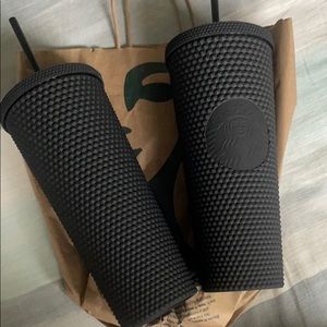 NWT 💚 Set of 2 Starbucks Studded Matte Black Cups